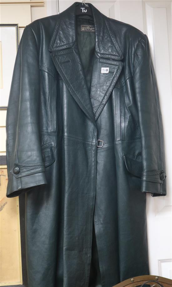 A German gentlemans green leather coat